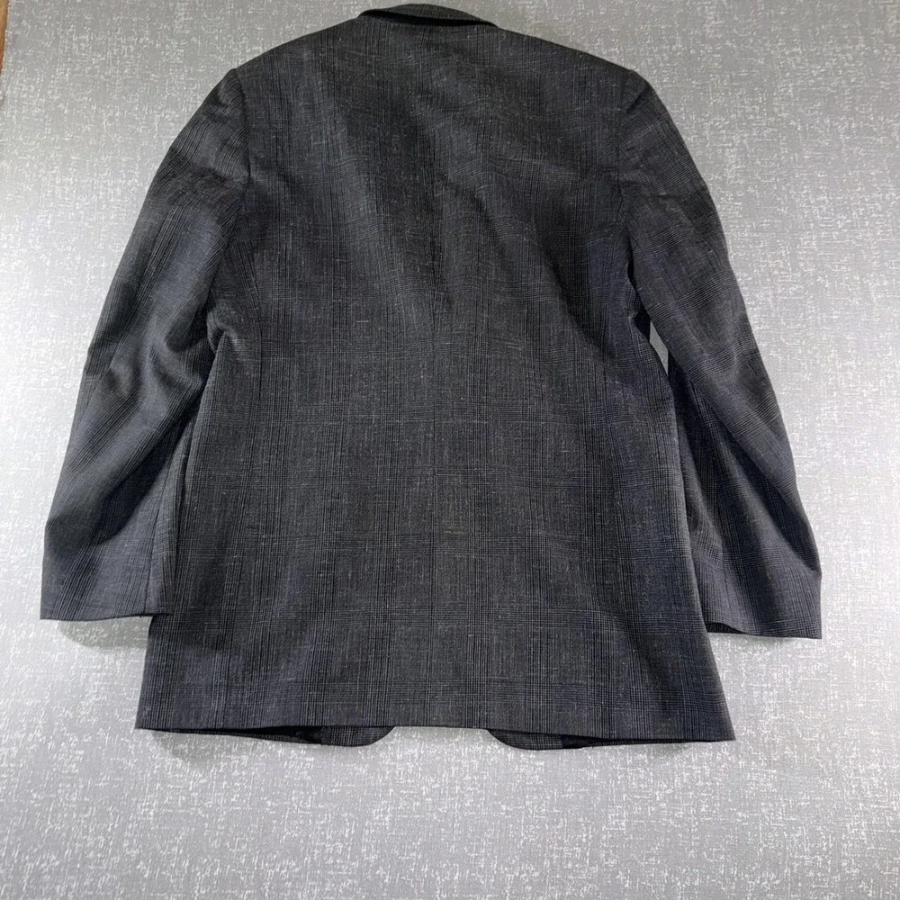 Pierre Cardin Blazer Mens 44 Gray Check Plaid Two Button Sport‎ Coat Jacket